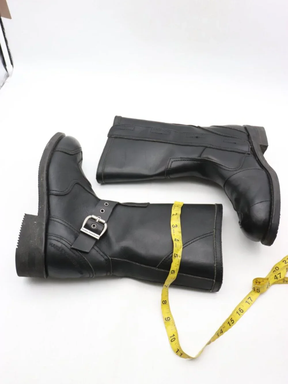 Harley Davidson Men's size 8.5 Black Leather Moto Riding Buckle Boots 95240